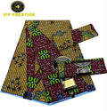 VIP Prestige Holland Wax – Burgundy Gold Green Abstract Vine