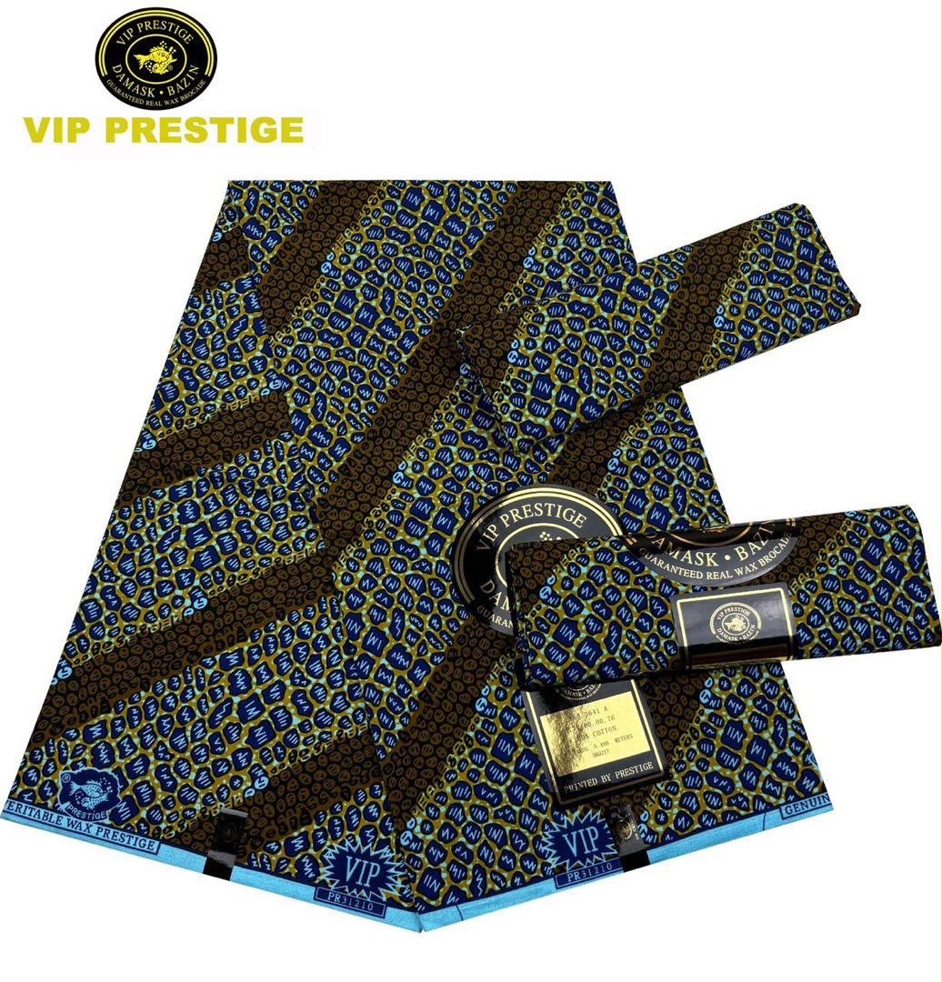 VIP Prestige Holland Wax – Gold Brown Blue Chain Geometric
